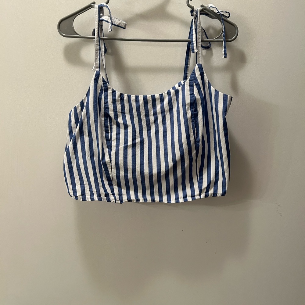 Old Navy Blue and White Striped Crop Top